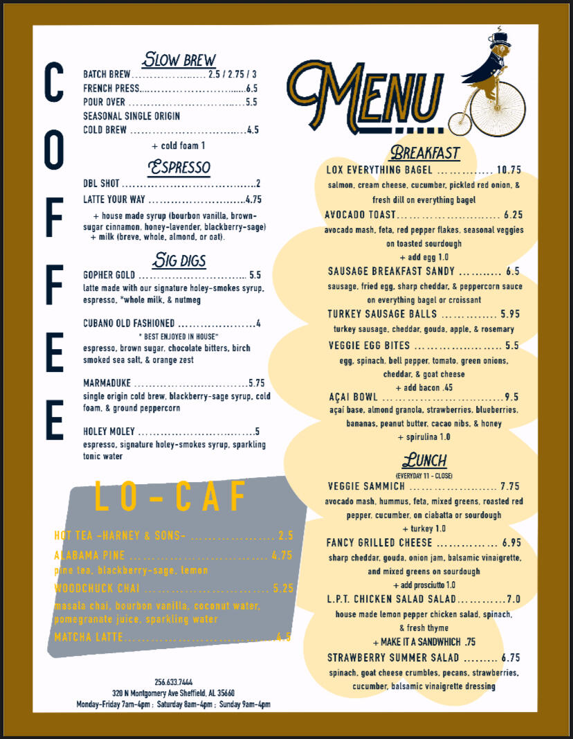 MENU Please feel free to call ahead to order!